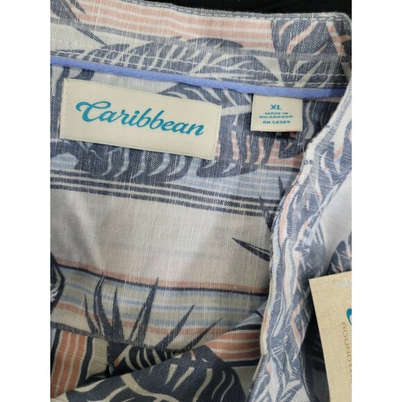 Caribbean Mens Shirt Size XL Long Sleeve Button Up White Linen Blend. NWT 37 - Picture 6 of 11